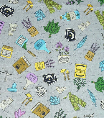 Gray Spells & Potions Novelty Cotton Fabric