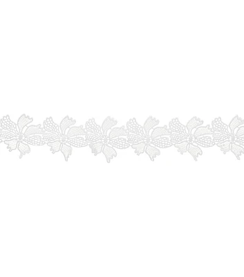 Simplicity Embroidered Flower Trim White