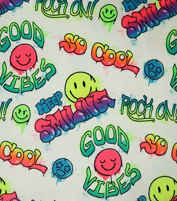 Multicolor Neon Good Vibes Pure Plush Fabric