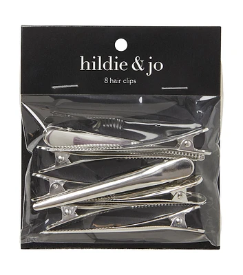 3" Nickel Plated Curved Hair Clips 8pk by hildie & jo
