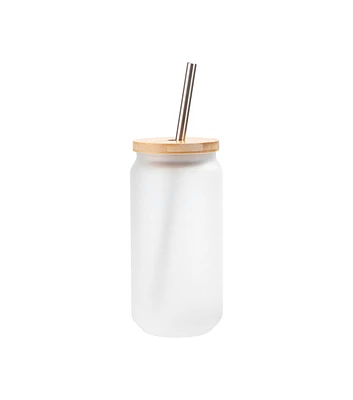 Craft Express 18oz Glass Can With Straw