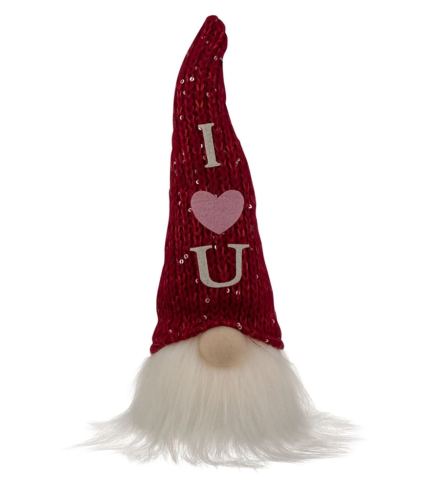 Northlight 11.5" Red Knit I Love You Hat Valentine's Day Gnome