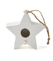 11" Summer White Star Hanging Ceramic Birdfeeder by Park Lane