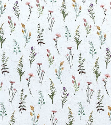 White Wildflower Smocked Cotton Fabric