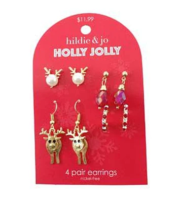 4ct Christmas Reindeer Red Stone Earrings by hildie & jo