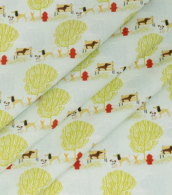 Dog Park Fun on Cream Novelty Cotton Fabric