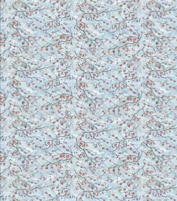 Springs Creative Cranberry Branches on Blue Christmas Cotton Fabric