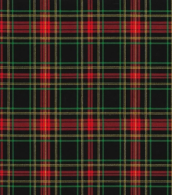 Fabric Traditions Red & Green Plaid Christmas Glitter Cotton Fabric