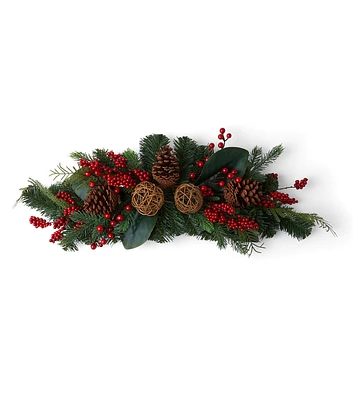 21" Christmas Red Berry With Pinecone Wreath by Bloom Room