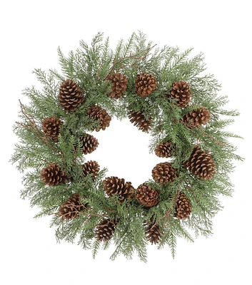 28" Christmas Green Cedar With Pinecones Wreath by Bloom Room