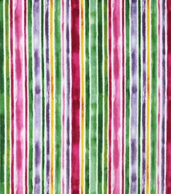 Pastel Green & Pink Stripes Anti Pill Fleece Fabric