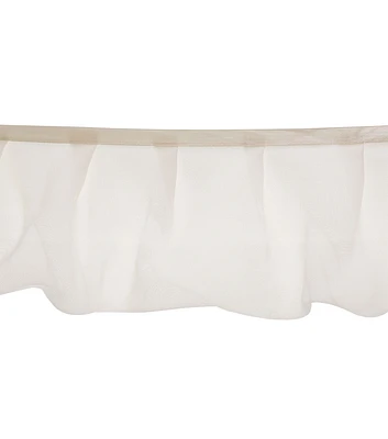 Wrights Poly Chiffon Ruffled Trim 4'' Ivory