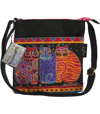 Laurel Burch Crossbody Purse Zipper Top 10"X10"  Feline Friends