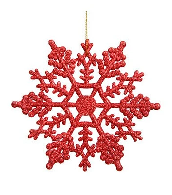 Northlight 24ct Red Glitter Shatterproof Snowflake Christmas Ornaments