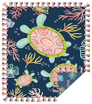 48" Wide Turtles No Sew Fleece Blanket