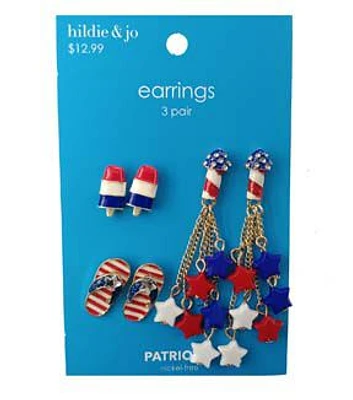 3ct Patriotic Firework Ice Cream & Flip Flop Earrings by hildie & jo