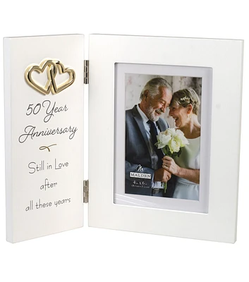 Malden 4" x 6" White 50th Anniversary Frame With Mat & Sentiment Panel