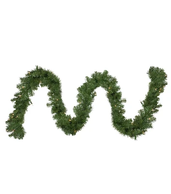 Northlight 9' Clear Pre Lit Deluxe Windsor Green Pine Christmas Garland