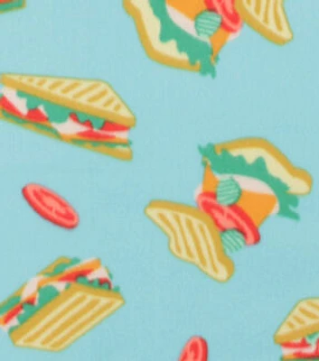 Sandwiches On Blue Blizzard Fleece Fabric