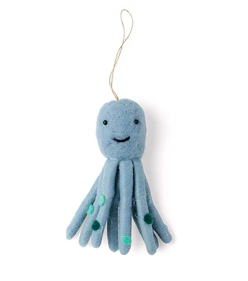 5" Christmas Blue Octopus Felt Ornament by Place & Time