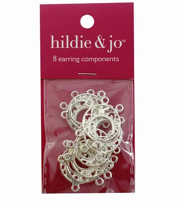 8pk Shiny Silver Round Metal Filigree Earring Components by hildie & jo