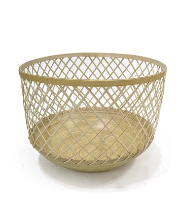 15" Natural Bamboo Open Weave Basket by Place & Time