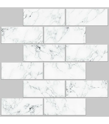 Carrara Marble Subway Peel & Stick Tile Backsplash