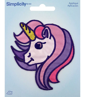 Simplicity 3.5" Multicolor Unicorn With Gold Horn Iron On Patch