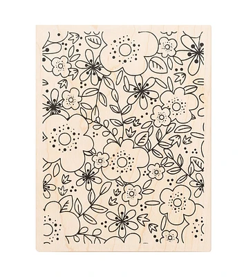 American Crafts Wooden Floral Stamp