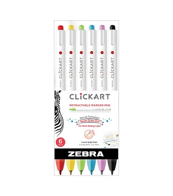 Zebra 6ct ClickArt Retractable Marker Pens