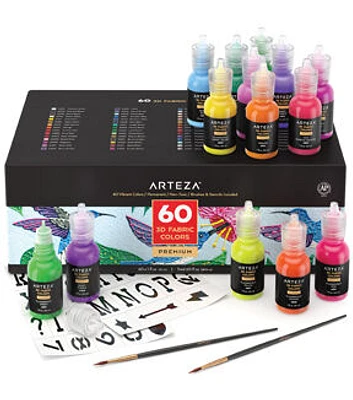 Arteza 3D Fabric Paint Set of 60