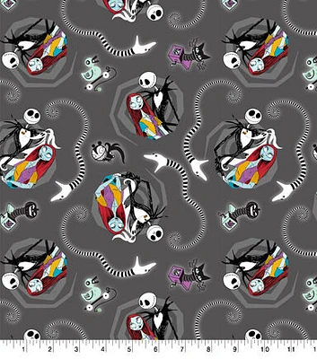 Disney Nightmare Before Christmas Jack Sally Vortex Knit Cotton Fabric