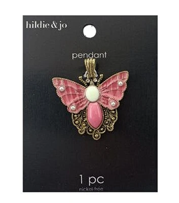 2" Pink Butterfly Pendant by hildie & jo