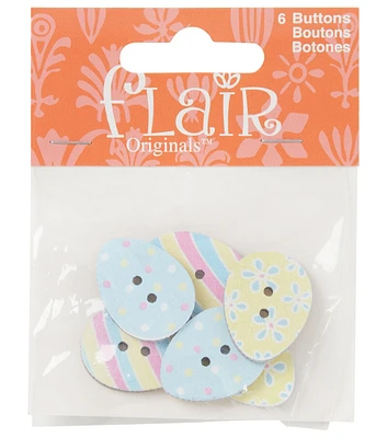 Flair Originals 1" Pastel Easter Egg 2 Hole Buttons 6pc