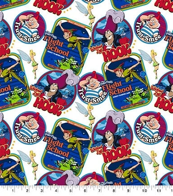 Peter Pan's Flight School Cotton Fabric