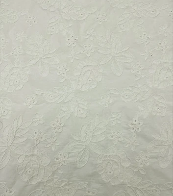 White Floral Eyelet Cotton Fabric