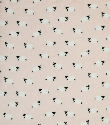 Counting Sheep On Pink Sew Lush Fleece Fabric