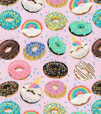 Sprinkle Donuts on Pink Quilt Cotton Fabric