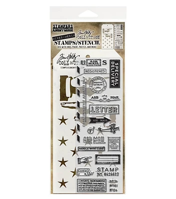 Tim Holtz Correspondence & Direction Stamp & Stencil Set