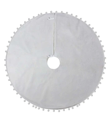 Northlight 48" White Christmas Tree Skirt With Pom Pom Border