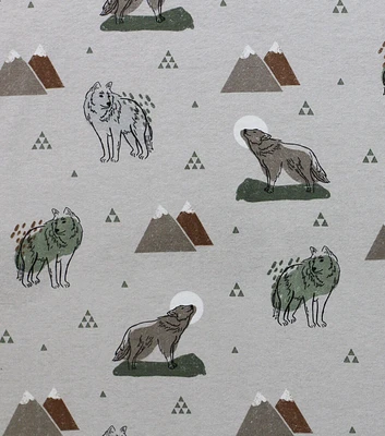 Super Snuggle Mountain Wolf Flannel Fabric