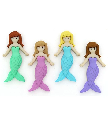 Dress It Up 4ct Little Girl Mermaid Friends Novelty Buttons