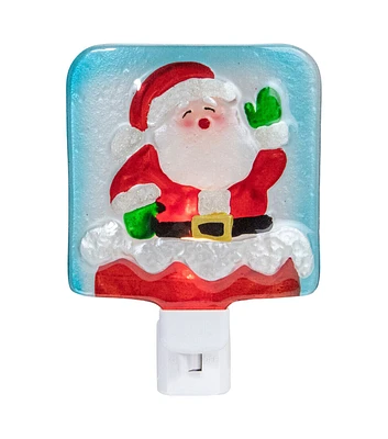 Northlight 6" Red & White Santa Claus Glass Christmas Night Light