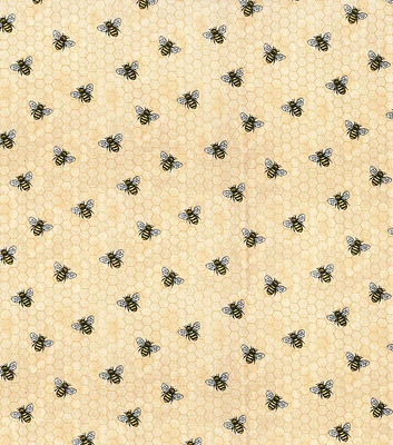 Fabric Traditions Honeycomb Bees Novelty Metallic Cotton Fabric