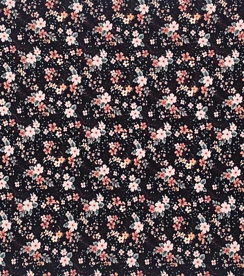 Floral on Black Jersey Knit Fabric