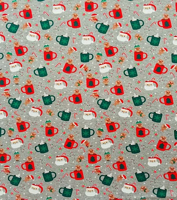 Holiday Treat on Heather Gray Interlock Knit Fabric by POP!