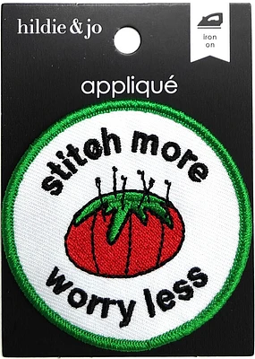 2" Stitch More Worry Less Tomato Applique by hildie & jo