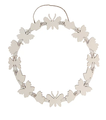 12.5" Spring Unfinished Wood Butterfly Wreath Decor by Place & Time