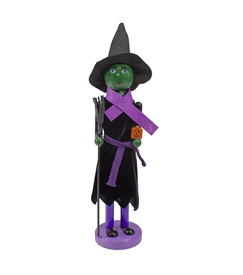 Northlight 14" Black & Green Witch Halloween Nutcracker With Broom