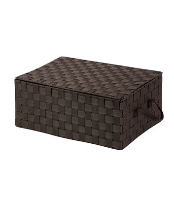 Honey Can Do 17" Espresso Woven Storage Box With Hinged Lid